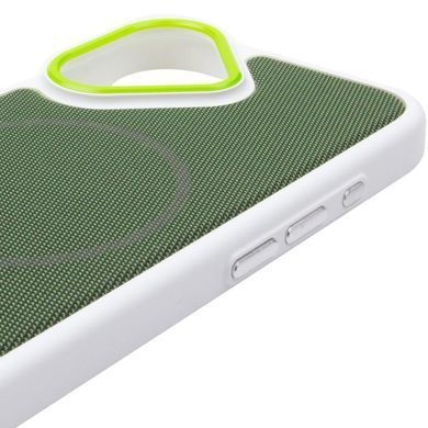 Чехол PC Textile Hybrid with Magnetic Fit для Apple iPhone 17 (6.3") White / Green