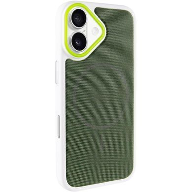 Чехол PC Textile Hybrid with Magnetic Fit для Apple iPhone 17 (6.3") White / Green