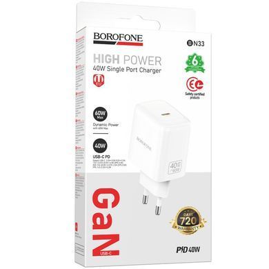 СЗУ Borofone BN33 Fuente PD40W (1USB-C) White