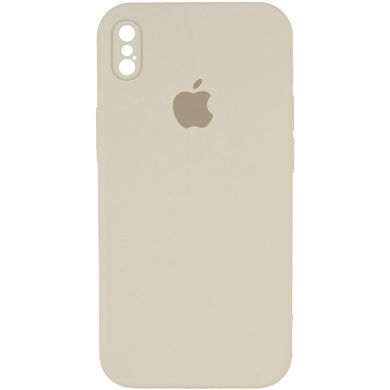Чохол Silicone Case Square Full Camera Protective (AA) для Apple iPhone XS / X (5.8") Бежевий / Antigue White