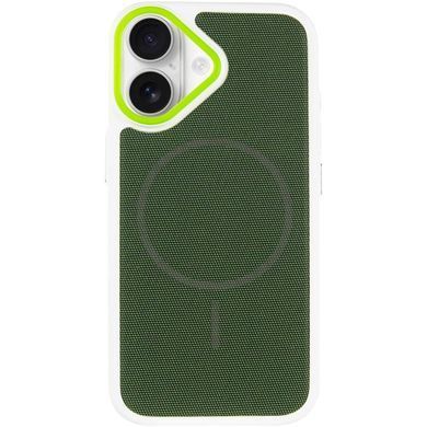 Чехол PC Textile Hybrid with Magnetic Fit для Apple iPhone 17 (6.3") White / Green