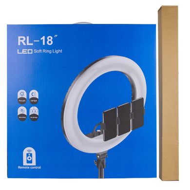 Кольцевая светодиодная LED лампа Arc Ring Remote control 18" + tripod 2.1m Black
