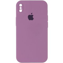 Чехол Silicone Case Square Full Camera Protective (AA) для Apple iPhone XS / X (5.8") Лиловый / Lilac Pride