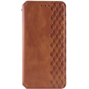 Кожаный чехол книжка GETMAN Cubic (PU) для Xiaomi Redmi 12 Коричневый