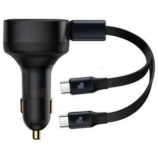 АЗП Baseus Enjoyment PD33W with retractable cables (2USB-C) (C00035500111) Black