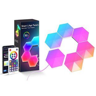 Уценка Модульный настенный светильник LED RGB 5V соты SAL-011B 6pcs Bluetooth USB with app Мятая упаковка / White