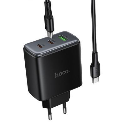 МЗП Hoco C160A Upgrade PD65W+QC3.0 (1USB-A/2C) + кабель Type-C to Type-C Black