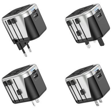 Мережевий універсальний перехідник Hoco AC5 Level 2USB+Socket Black