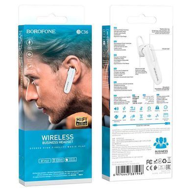 Bluetooth моно-гарнитура Borofone BC36 Lucky Белый