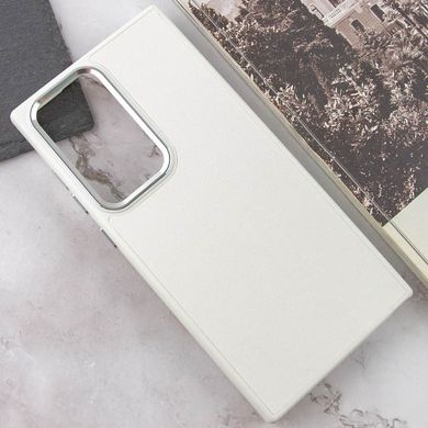 Кожаный чехол Bonbon Leather Metal Style для Samsung Galaxy S22 Ultra Белый / White