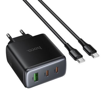 МЗП Hoco C160A Upgrade PD65W+QC3.0 (1USB-A/2C) + кабель Type-C to Type-C Black