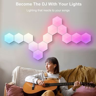 Модульный настінний світильник LED RGB 5V соты SAL-011B 6pcs Bluetooth USB with app White