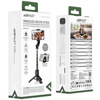 Уценка Монопод для селфи Acefast E43 трипод + съемный BT пульт Мятая упаковка / Black