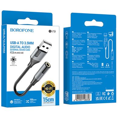 Переходник Borofone BV19 Creator USB to 3.5mm Black
