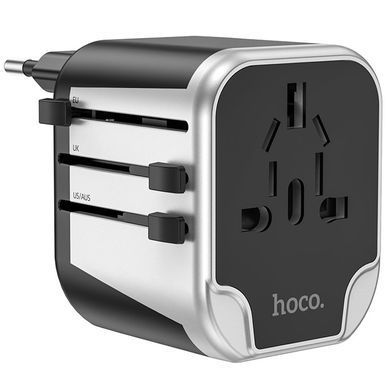 Мережевий універсальний перехідник Hoco AC5 Level 2USB+Socket Black