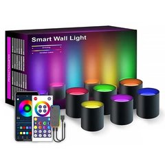 Настінна LED лампа RGB Intelligent wall lamp 6 pcs with Bluetooth European plug with app Black
