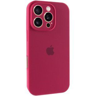 Чехол Silicone Case Full Camera Protective (AA) для Apple iPhone 16 Pro Max (6.9") Красный / Rose Red