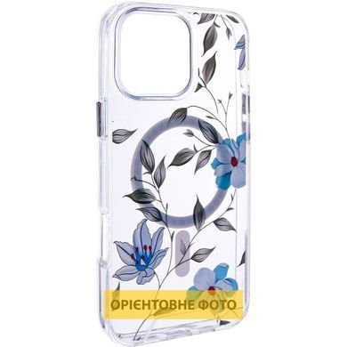 TPU+PC чехол Clear Garden with Magnetic Fit для Apple iPhone 17 Air (6.5") Blue Blossom