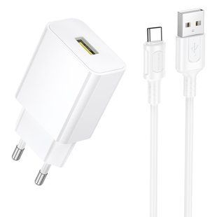 СЗУ Borofone BA111A Star QC3.0 (1USB-A) + кабель USB to Type-C White