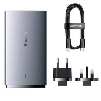 СЗУ Baseus GaN5 Pro Ultra-Slim PD65W+QC3.0 (1USB-A/1C) + кабель Type-C to Type-C (CCGP15011) Gray