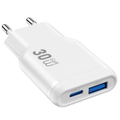 СЗУ WIWU G033 Essen PD30W+QC3.0 GaN (1USB-A/1C) White