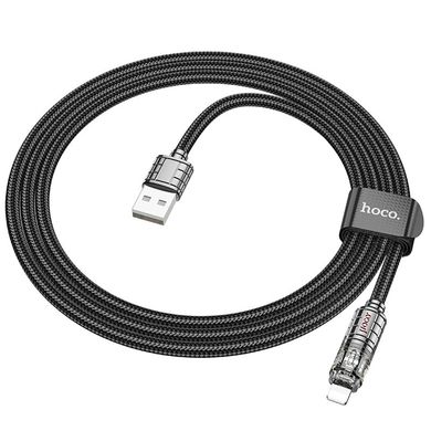 Дата кабель Hoco U122 Lantern Transparent Discovery Edition USB to Lightning (1.2m) Black