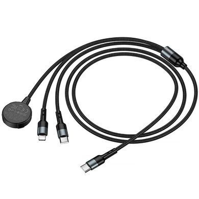 Дата кабель Hoco CW64 3in1 Type-C to iWatch/Lightning/Type-C 15W (1.2m) Black