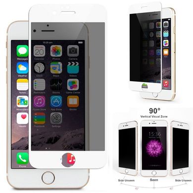 Захисне скло Privacy 5D (full glue) (тех.пак) для Apple iPhone 7 / 8 / SE (2020) (4.7") Білий