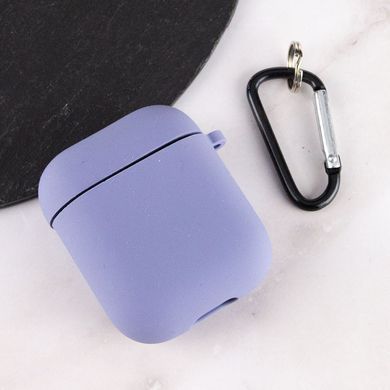 Силиконовый футляр с микрофиброй для наушников Airpods 1/2 Серый / Lavender Gray