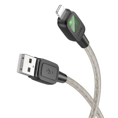 Дата кабель Hoco U124 Stone silicone power-off USB to Lightning (1.2m) Black