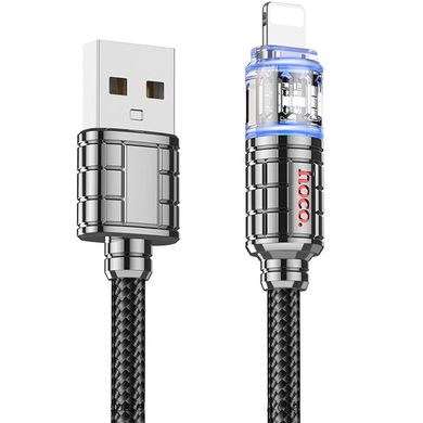 Дата кабель Hoco U122 Lantern Transparent Discovery Edition USB to Lightning (1.2m) Black