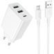 МЗП Borofone BA105A Stellar 15W (2USB-A/1C) + кабель USB to MicroUSB White фото 1