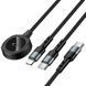Дата кабель Hoco CW64 3in1 Type-C to iWatch/Lightning/Type-C 15W (1.2m) Black фото 4