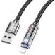 Дата кабель Hoco U122 Lantern Transparent Discovery Edition USB to Lightning (1.2m) Black фото 3