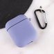 Силиконовый футляр с микрофиброй для наушников Airpods 1/2 Серый / Lavender Gray фото 3
