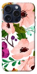 Чехол itsPrint Акварельные цветы для Apple iPhone 15 Pro (6.1")