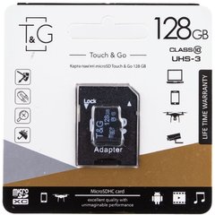 Карта памяти T&G microSDHC 128 GB class 10 (с адаптером) Черный