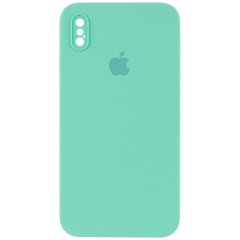 Чохол Silicone Case Square Full Camera Protective (AA) для Apple iPhone XS / X (5.8") Бірюзовий / Turquoise