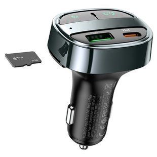 АЗУ FM модулятор Hoco E70 PD30W+QC3.0 (1USB-A/1C) Черный