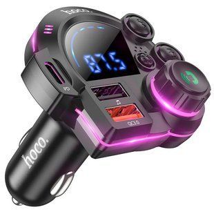 Уценка АЗУ FM модулятор Hoco DFM01 Legend 20W+QC3.0 (2USB-A/1C) Поврежденная упаковка / Black