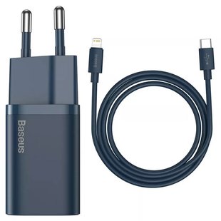 СЗУ Baseus Super Si Quick Charger 1C 20W + кабель Type-C to Lightning (TZCCSUP-B) Синий