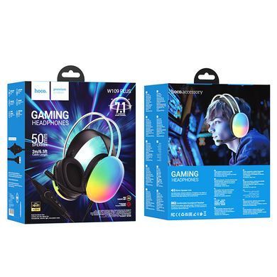 Уценка Накладные наушники Hoco W109 Plus Rich USB7.1 channel gaming (USB/2m) Поврежденная упаковка / Black
