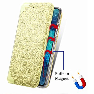 Кожаный чехол книжка GETMAN Mandala (PU) для Xiaomi Redmi Note 10 / Note 10s Желтый