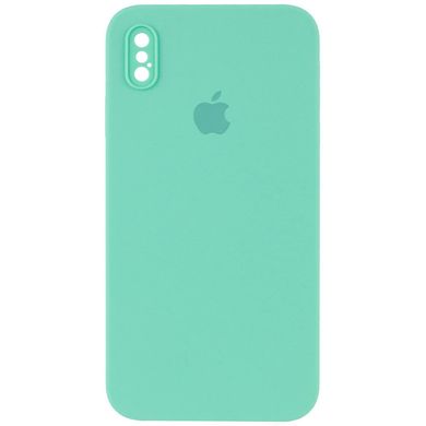 Чехол Silicone Case Square Full Camera Protective (AA) для Apple iPhone XS / X (5.8") Бирюзовый / Turquoise