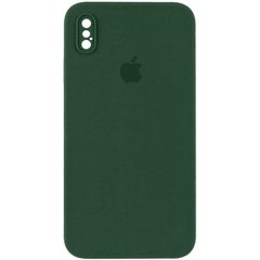 Чехол Silicone Case Square Full Camera Protective (AA) для Apple iPhone XS / X (5.8") Зеленый / Cyprus Green