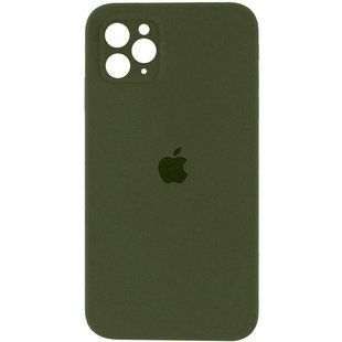 Чехол Silicone Case Square Full Camera Protective (AA) для Apple iPhone 11 Pro Max (6.5") Зеленый / Dark Olive
