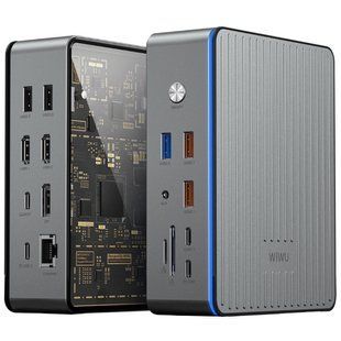 Уценка Переходник HUB WIWU Matrix docking station 16in1 W1601 Вскрытая упаковка / Gray