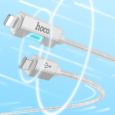 Дата кабель Hoco U123 Regent colorful 27W Type-C to Lightning (1.2m) Gray