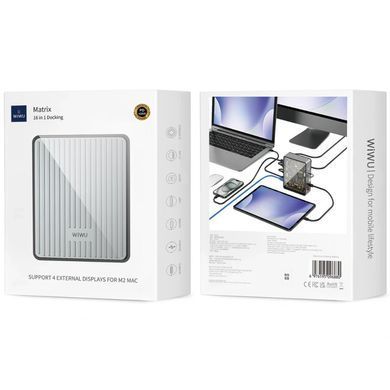 Уценка Переходник HUB WIWU Matrix docking station 16in1 W1601 Вскрытая упаковка / Gray