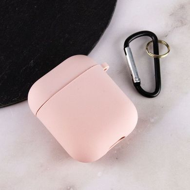Силиконовый футляр с микрофиброй для наушников Airpods 1/2 Розовый / Pink Sand